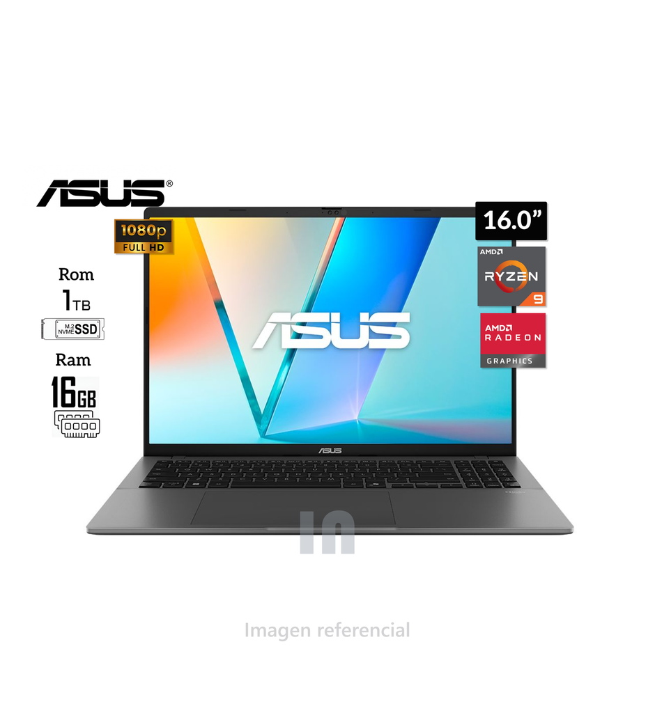 Notebook ASUS M3607HA-RP066 16.0" LED WUXGA IPS, AMD Ryzen 9 270 4.0/5.2GHz, 16GB DDR5, rom de 1tb ssd, bateria de 70wh.