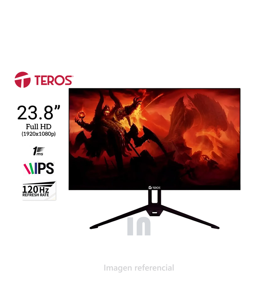 Monitor Teros TE-2415S 23.8" panel IPS, 1ms, FHD (1920x1080), 120Hz, antirreflejos, negro.