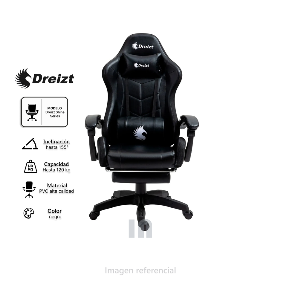 Silla Gamer Ergonómica Dreizt Shine Series con Posapies Reclinable, ergonomica.