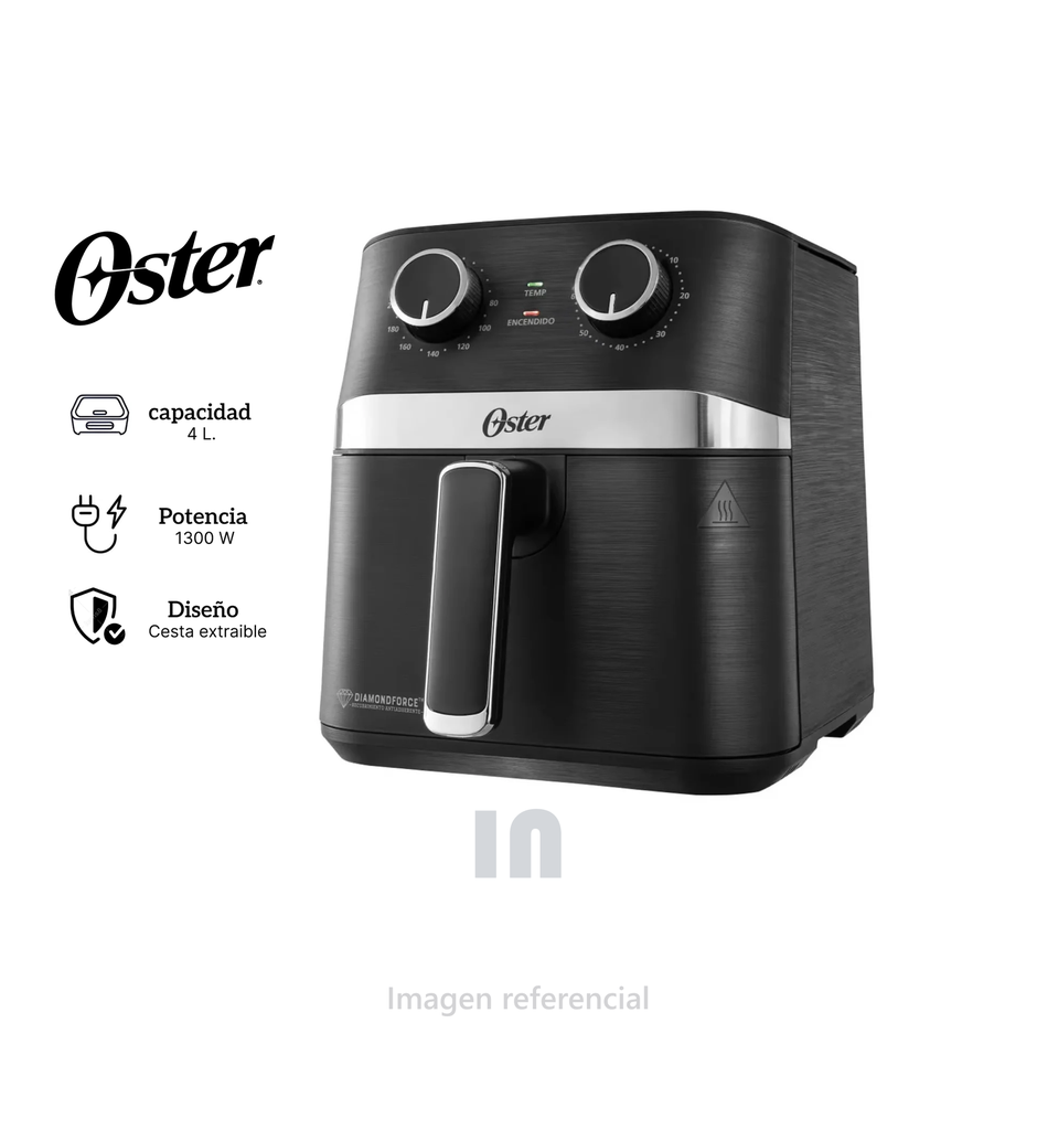 Freidora De Aire Oster CKSTAF401MDF Manual 4 L Revestimiento Diamondforce, 1300W.