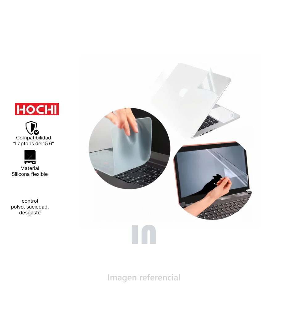 Protector pantalla skin y teclado 3 en 1 hochi, para 15.6”.
