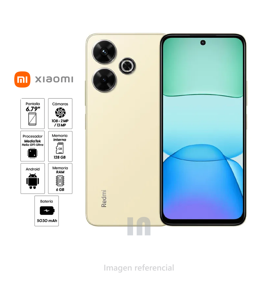 Smartphone Xiaomi redmi 13, 6gb ram, 128gb rom, cámara posterior 108mp.