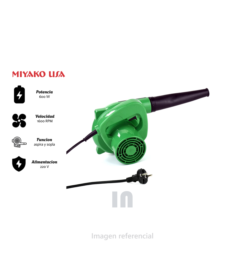 SOPLADOR DE AIRE MIYAKO 50B-511 ELECTRICA ASPIRA Y BOTA 600W 1600RPM 220V