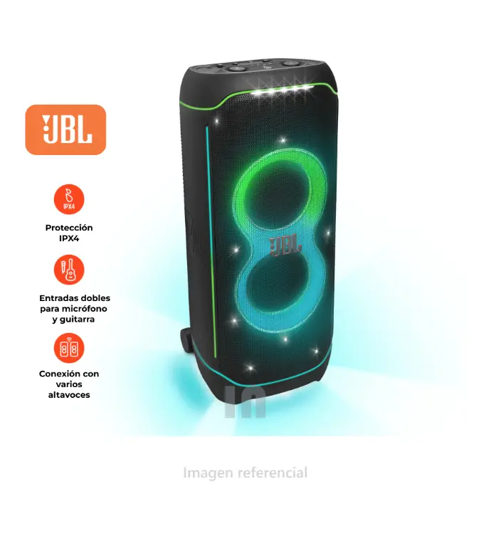 Parlante bluetooth JBL Partybox Ultimate 1100W, Wi-Fi/Bluetooth, luces dinámicas, negro.