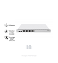 Router Mikrotik CCR2216-1G-12XS-2XQ, interfaz de administración web, Puerto Gigabit Ethernet, soporta PoE en los puertos un puerto SFP para fibra óptica