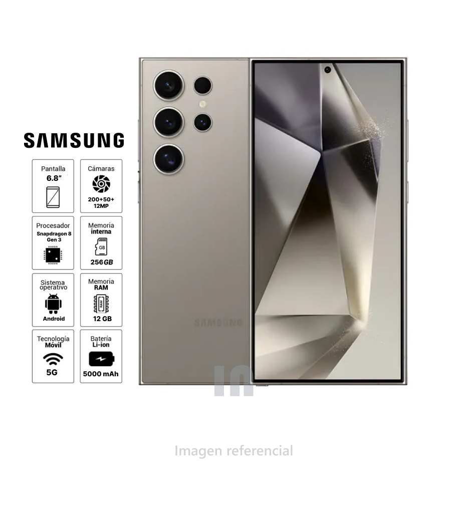 Samsung Galaxy S24 Ultra – 12GB RAM, 256GB, Cámara 200MP, Snapdragon 8 Gen 3, Titanium Gray