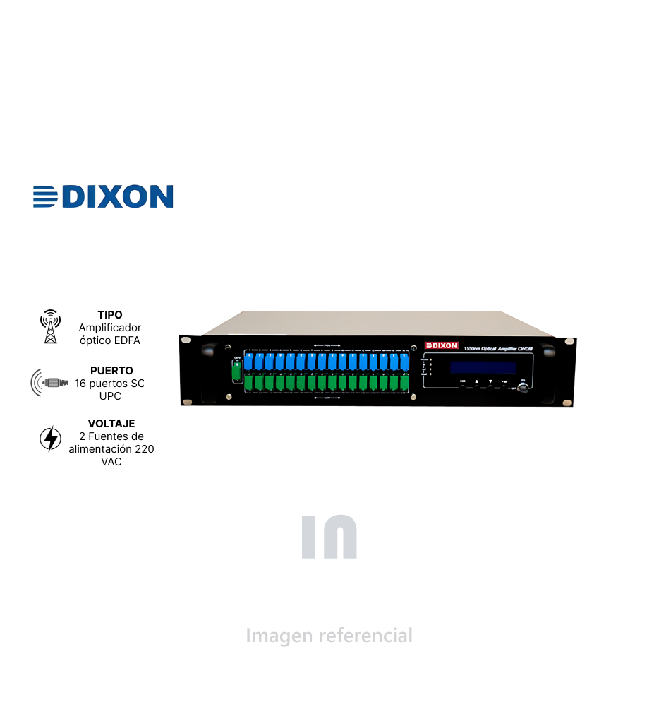 EDFA DIXON 16 Puertos PON / 22 dBm con WDM con dual 220V power supply, (WE-1550-16-22).