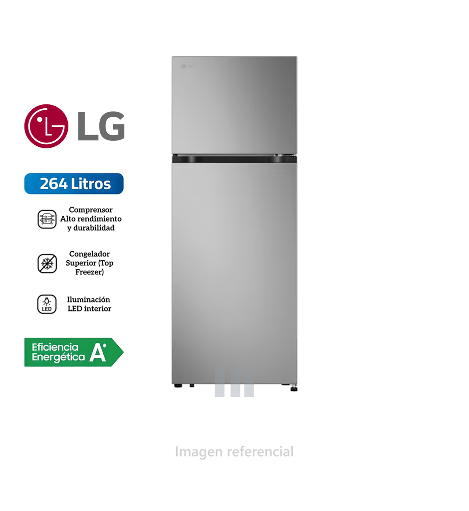 Refrigeradora LG Top Freezer 264 LT LinearCooling Multi-Air Flow VT26BPY.