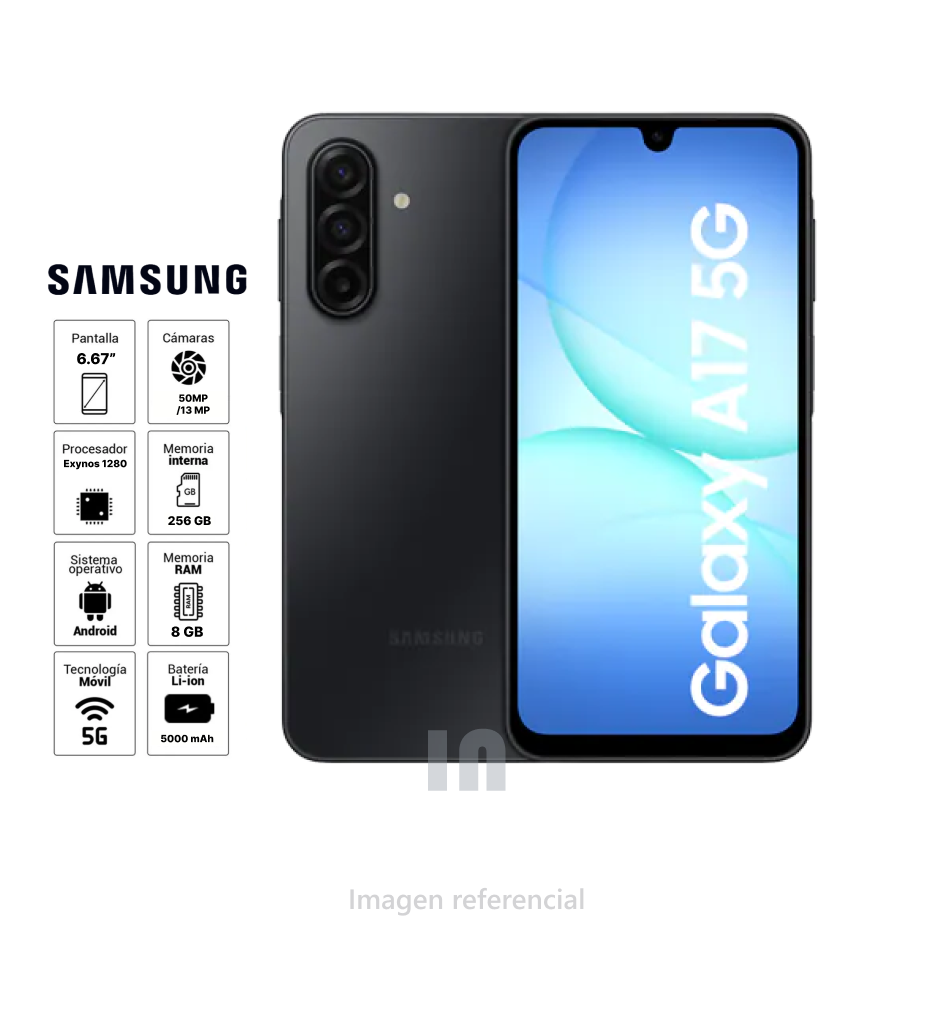 Samsung Galaxy A17 5G – 256GB, 8GB RAM, Cámara 50MP, Pantalla 6.7” y Batería 5000 mAh
