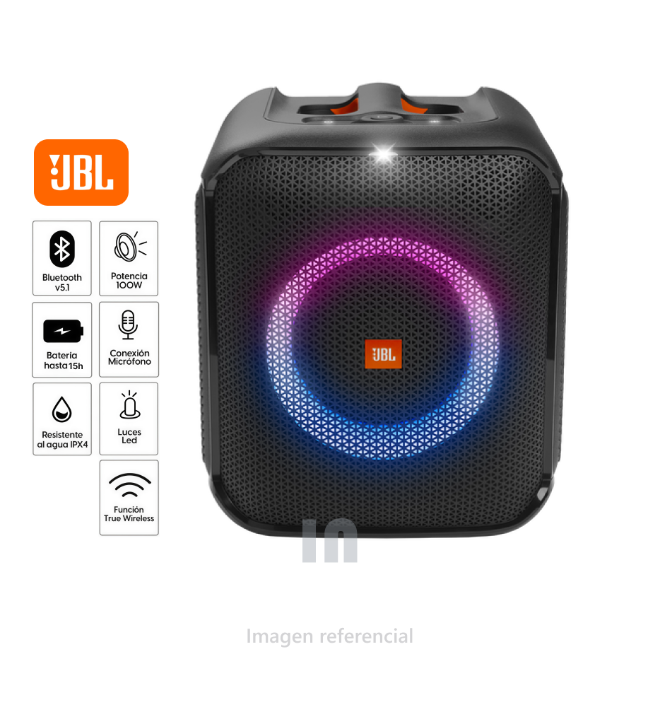 JBL PartyBox Encore Essential 2 – Parlante Portátil 100W con Luces Dinámicas y 15 Horas de Batería (Negro)