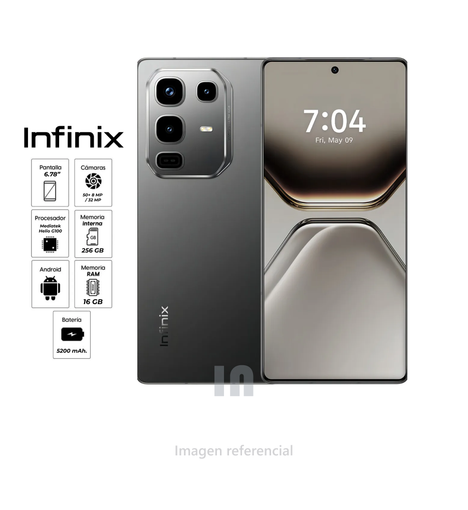 Infinix Note 50 Pro – 16GB RAM (8+8), 256GB, Cámara 50MP, Batería 5200mAh, 4.5G, Gris