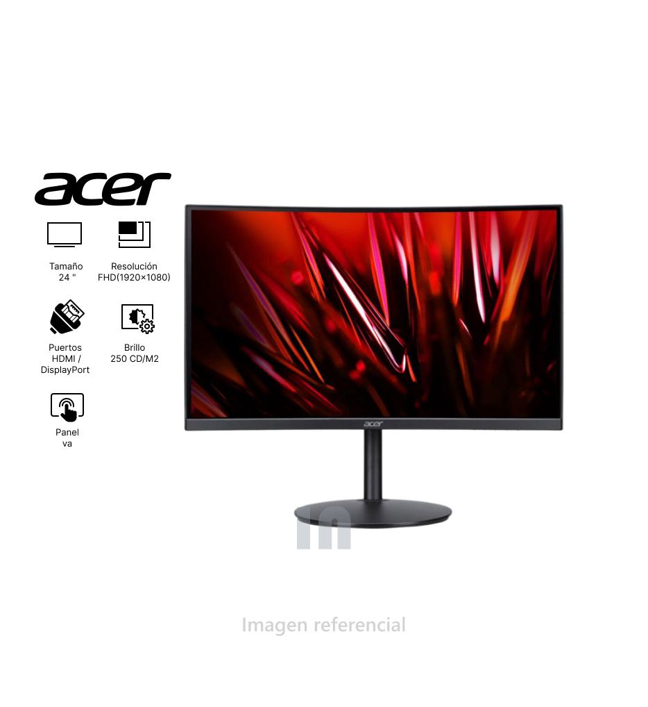 Monitor Gamer Acer EI242QR Curvo 24” – Full HD | 165Hz | 1ms | FreeSync Premium