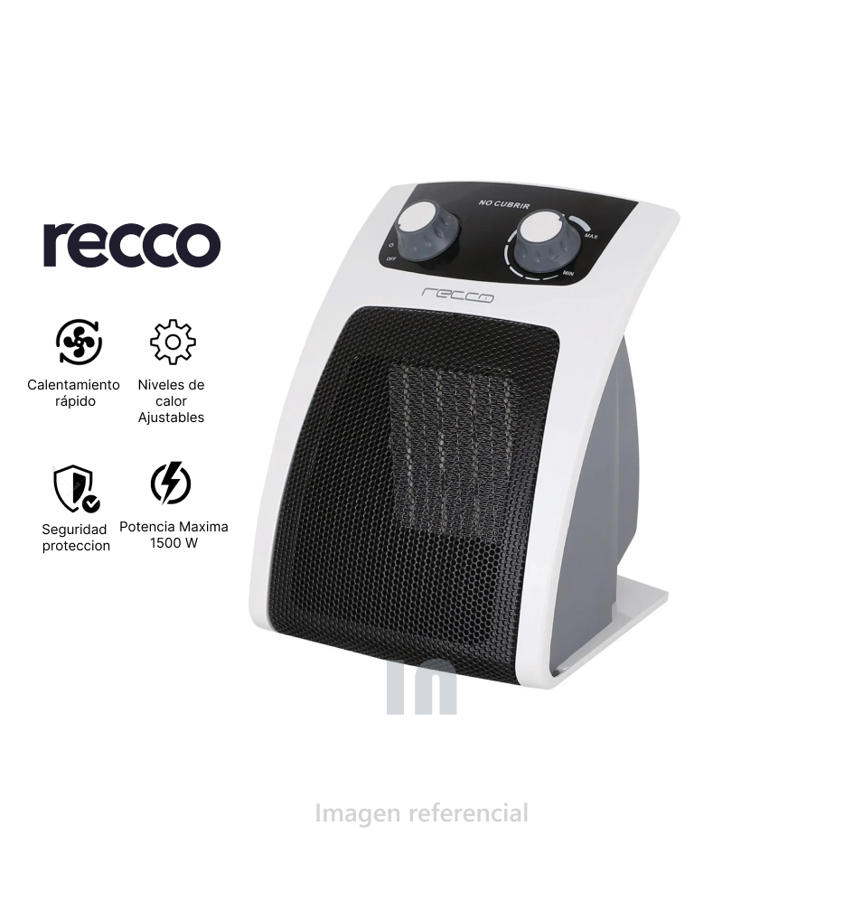 Termoventilador Cerámico PTC Recco 1500W: Calidez Potente y Eficiente para 15m²