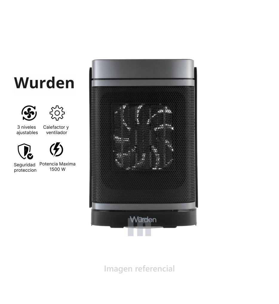 Calefactor Cerámico Wurden PTC Silver 1500W: Potencia Inteligente y Confort Personalizado