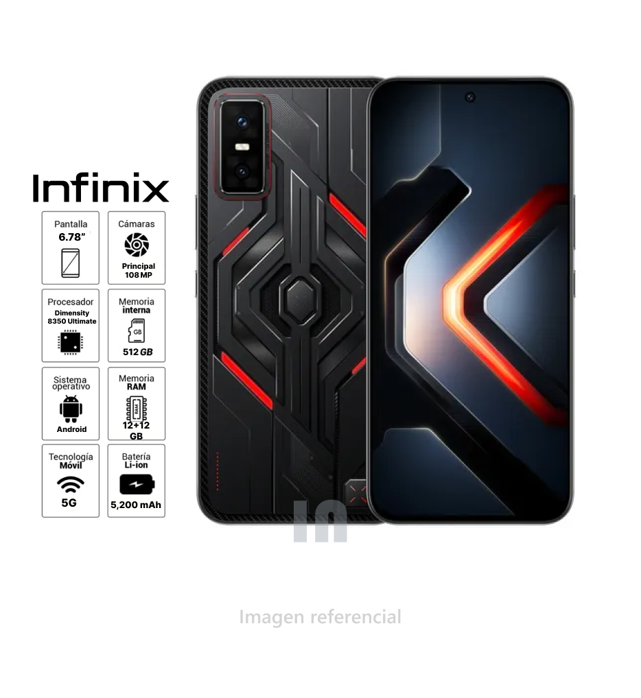 Celular Infinix GT30 Pro – 6.78” | 12GB RAM + 12GB Extendida | 512GB | Cámara 108MP | 5200mAh    