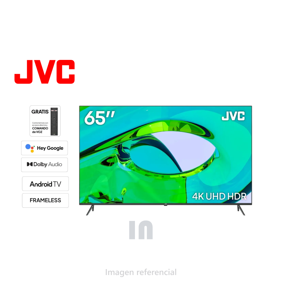 TELEVISOR DE 65 PULGADAS JVC 4K UHD, SMART TV, LT-65KB608.