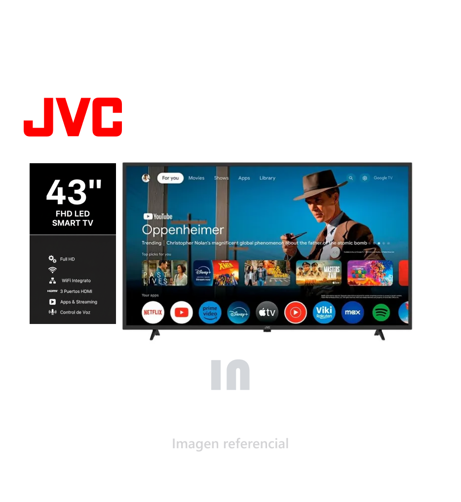 TELEVISOR JVC 43” FHD LED, Full HD, SMART TV, LT-43KM348.  