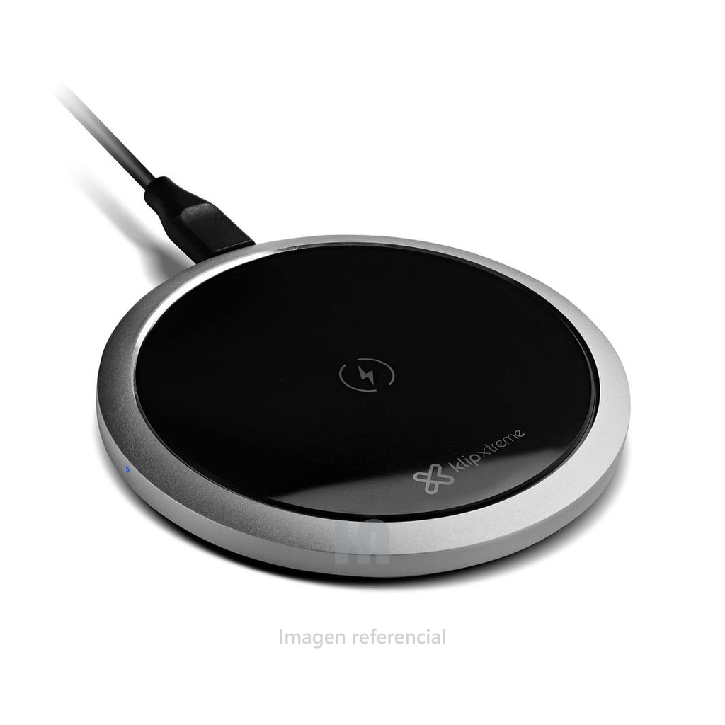 Plataforma de carga rápida inalámbrica klip xtreme (kma-850), compatible con teléfonos inteligentes, para carga inalámbrica de 10w,7,5e, compatible con carga rápida 2.0 y 3.0, cubierta metálica moderna, diseño liviano y compacto, cable micro USB, carga inalámbrica Qi, guía de instalación rápida.