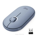 MOUSE LOGITECH PEBBLE M350 COLOR CELESTE. DPI 1000 DPI, BOTONES 3 BOTONES, CONEXION A BLUETOOTH, BATERIA DOBLE AA, CONEXIÓN RECEPTOR USB DE 2,4 GHZ COMPATIBLE CON PC Y NOTEBOOK