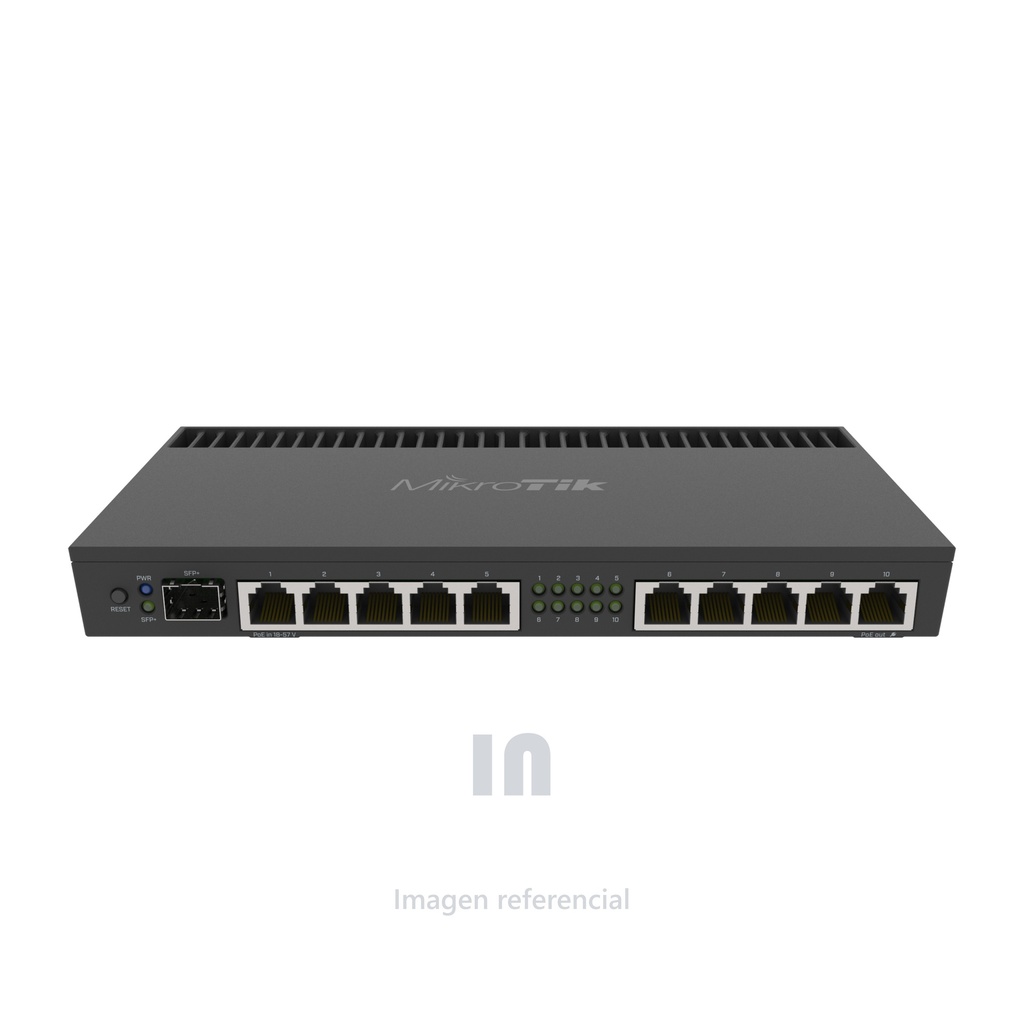 MIKROTIK ROUTERBOAR RB4011IGS RM 10 X GIGABIT CON CPU DE CUATRO NÚCLEOS A 1.4GHZ, 1GB DE RAM, CAJA SFP 10GBPS Y CAJA DE ESCRITORIO CON OREJAS DE RACK.