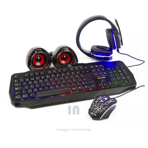 COMBO GAMER HALION 5 EN 1 RACER HA-830C-TECLADO GAMER-COLOR: NEGRO-CONECTOR: USB-LUZ LED- AUDÍFONOS GAMER- MICRÓFONO INCORPORADO-SENSIBILIDAD: -36DB -3DB-CONTROL DE VOLUMEN-LUZ LED- MOUSE ÓPTICO GAMER- PAD MOUSE- TAMAÑO 295X225X2MM- PARLANTES 2.0