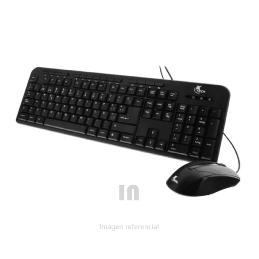 COMBO TECLADO Y MOUSE XTECH XTK-301S TIPO: TECLADO MULTIMEDIA DE TAMAÑO NATURAL EN ESPAÑOL, INTERFAZ: USB, NÚMERO DE TECLAS: 105 TECLAS, NÚMERO DE TECLAS MULTIMEDIA: 15 (A TRAVÉS DE LA TECLA FN), CONECTIVIDAD: CABLEADA, COMPATIBILIDAD ESTÁNDAR: PLUG AND PLAY, REQUISITOS DEL SISTEMA: WINDOWS 98/2000, WINDOWS XP/VISTA/WINDOWS 7/WINDOWS 8.1 / WINDOWS 10, COLOR: NEGRO