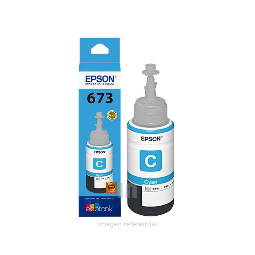BOTELLA DE TINTA EPSON T673220,COLOR CYAN, 70ml, L800, L805, L810, L850 Y L1800.