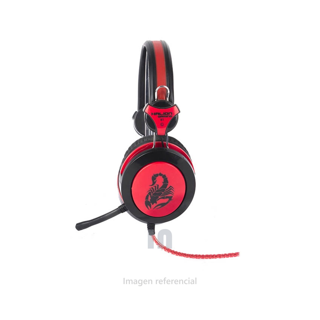 AURICULAR HALION GAMING S1 SCORPION CON MICROFONO BLACK RED.