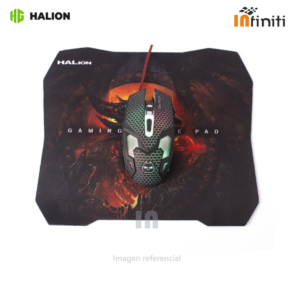 MOUSE GAMER Y PAD HALION SHERMAN HA-M923P USB.
