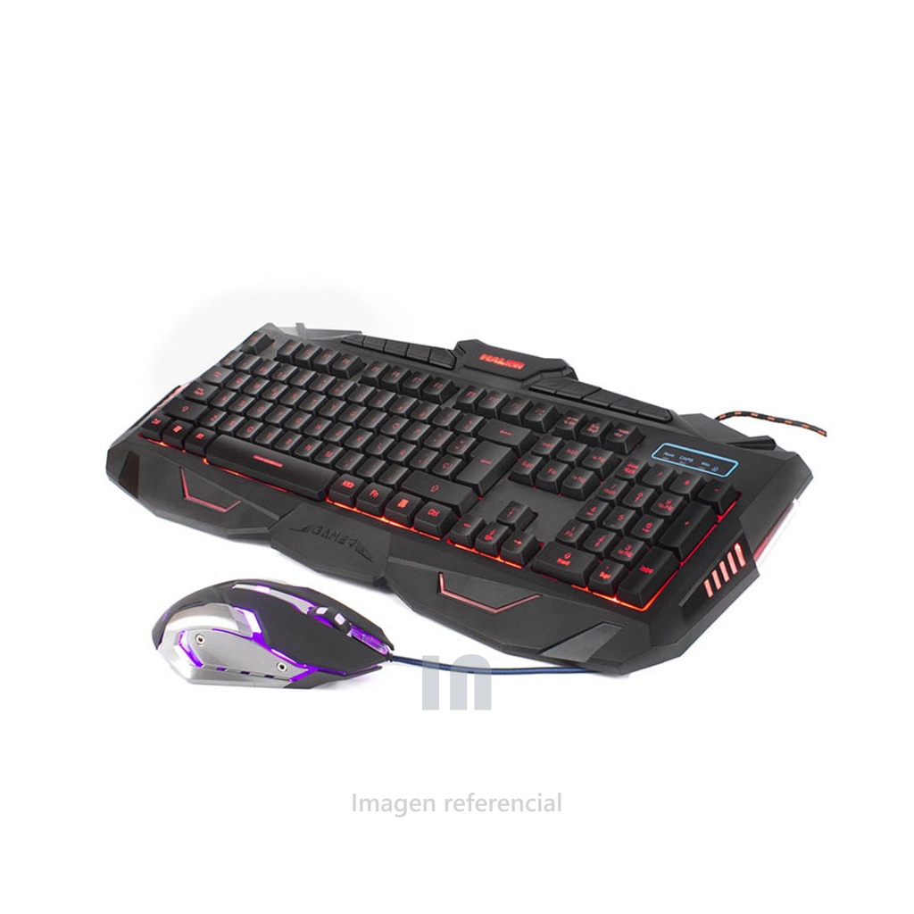KIT GAMER TECLADO Y MOUSE HALION DRACO HA-518C, CON LUCES RGB, TECLADO DE TIPO MENBRANA.