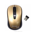 MOUSE OPTICO INALÁMBRICO TEROS TE5034, 1000 DPI, 2 BOTONES, RECEPTOR USB, COLOR DORADO.