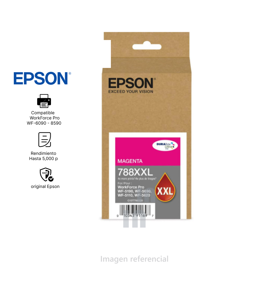 CARTUCHO DE TINTA COLOR MAGENTA, EXTRA ALTA CAPACIDAD, EPSON 748XXL320.