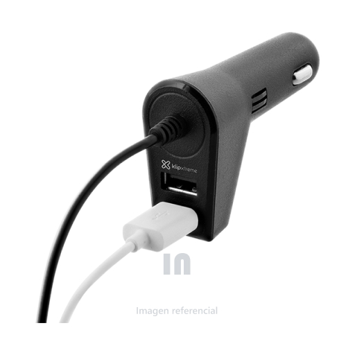 Cargador de coche Klip Xtreme KMA-111 dual USB (2.4A), 12-24VCC, Cable USB tipo C,