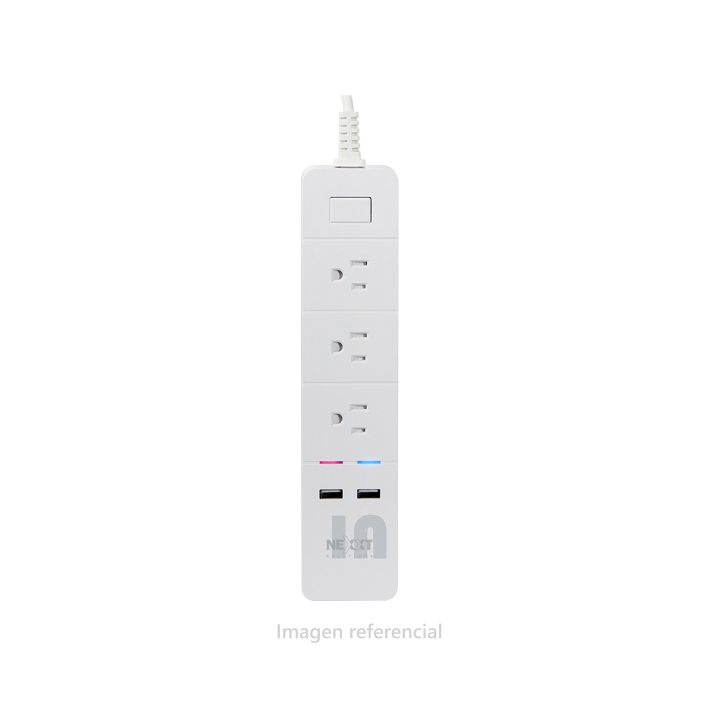 Tomacorriente Inteligente Nexxt Smart AHIUBSO4U1, 3 Enchufes + 2 USB, WiFi, Compatible con Google y Alexa