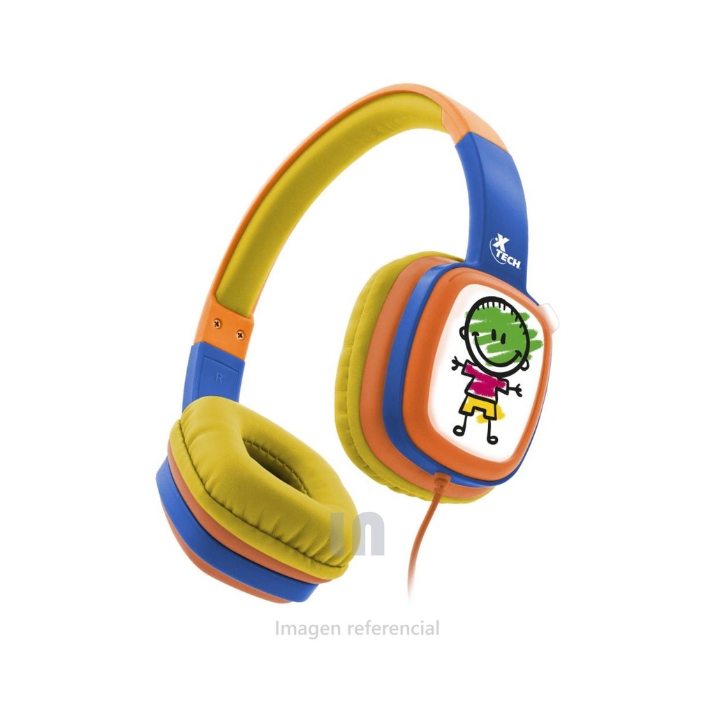 Auricular Xtech XTH350 Diadema para Niños - Micrófono, 30mm, Almohadillas Amarillas.