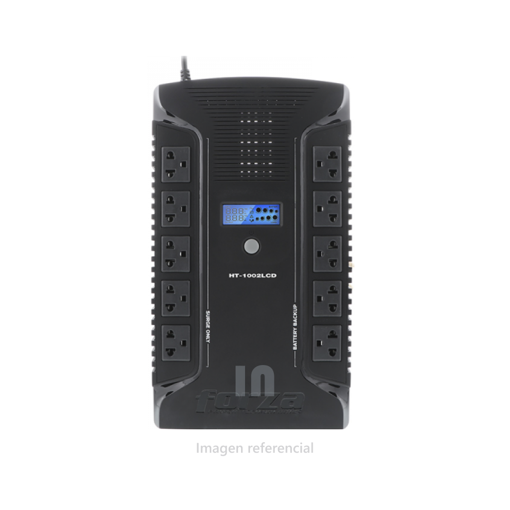 FORZA HT-1002LCD, UPS INTERACTIVA CON PROTECCIÓN COAXIAL Y PUERTOS USB PARA CARGA 1000VA / 500W,BATERIA 32 MIN DE AUTONOMIA.