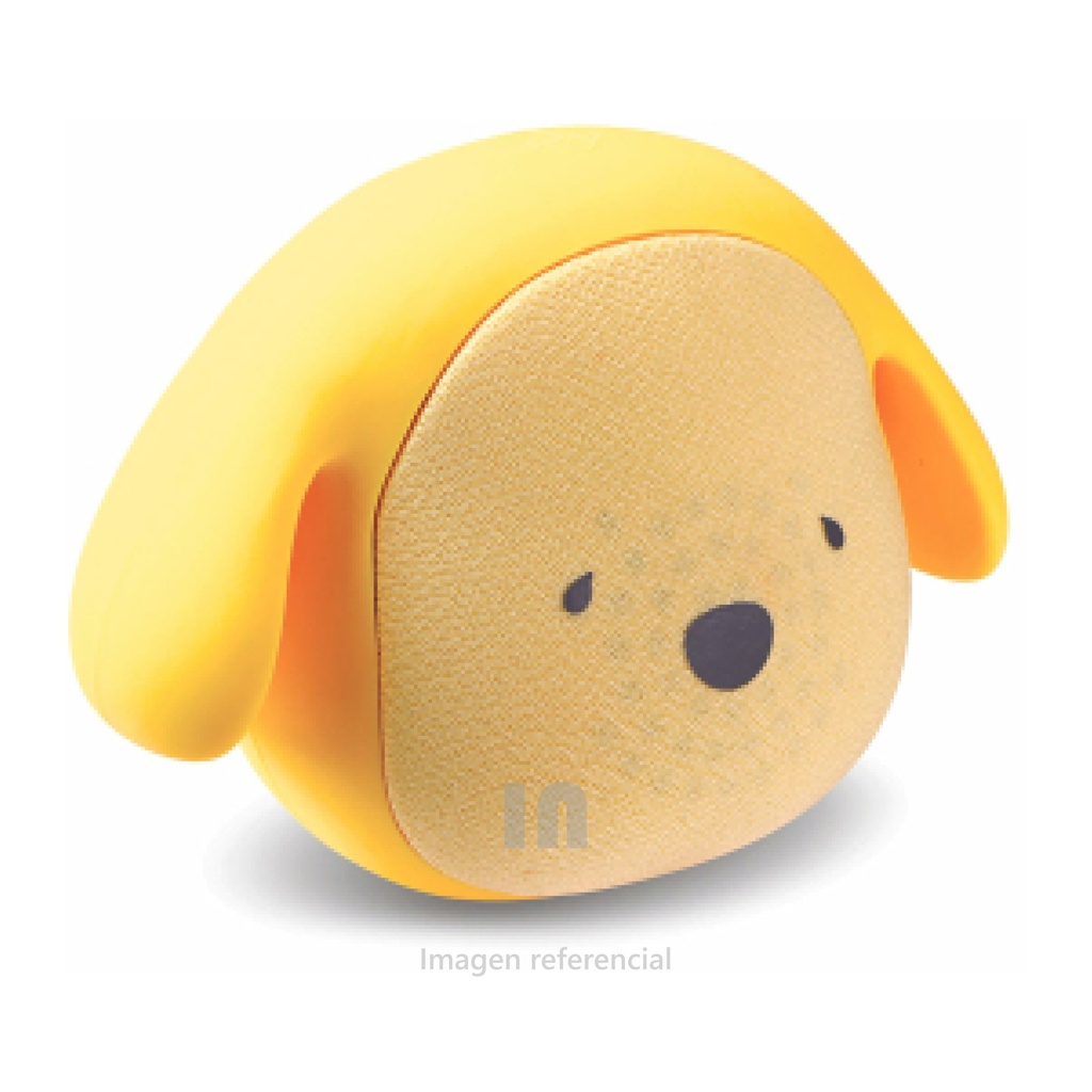 PARLANTE PORTATIL XTECH XTS-612, BOW WOW, 5W DE POTENCIA TOTAL RMS, BATERIA ION LITIO, 8 HORAS, SUAVE CUBIERTA DE GOMA DISEÑADA PARA LOS NIÑOS PUEDAN MANIPULARLO MAS FACILMENTE, AMARILLO.