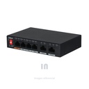 Switch PoE Dahua PFS3006-4ET-60, 6 puertos, para videovigilancia. 4 puertos PoE de 10/100 Mbps y 2 puertos uplink de 100 Mbps, conmutación de 1.8 Gbps. El puerto 1 Hi-PoE de hasta 60W, puertos 2 al 4 soportan hasta 30W, modo extendido PoE de hasta 250m a 10Mbps. Función PoE Watchdog.