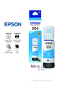 Botella de Tinta Epson 504 Cyan T504220-AL, 70 ml, Compatible:L4150/L4160/L4260/L6161/L6171/L6191/ L6270/L14150.