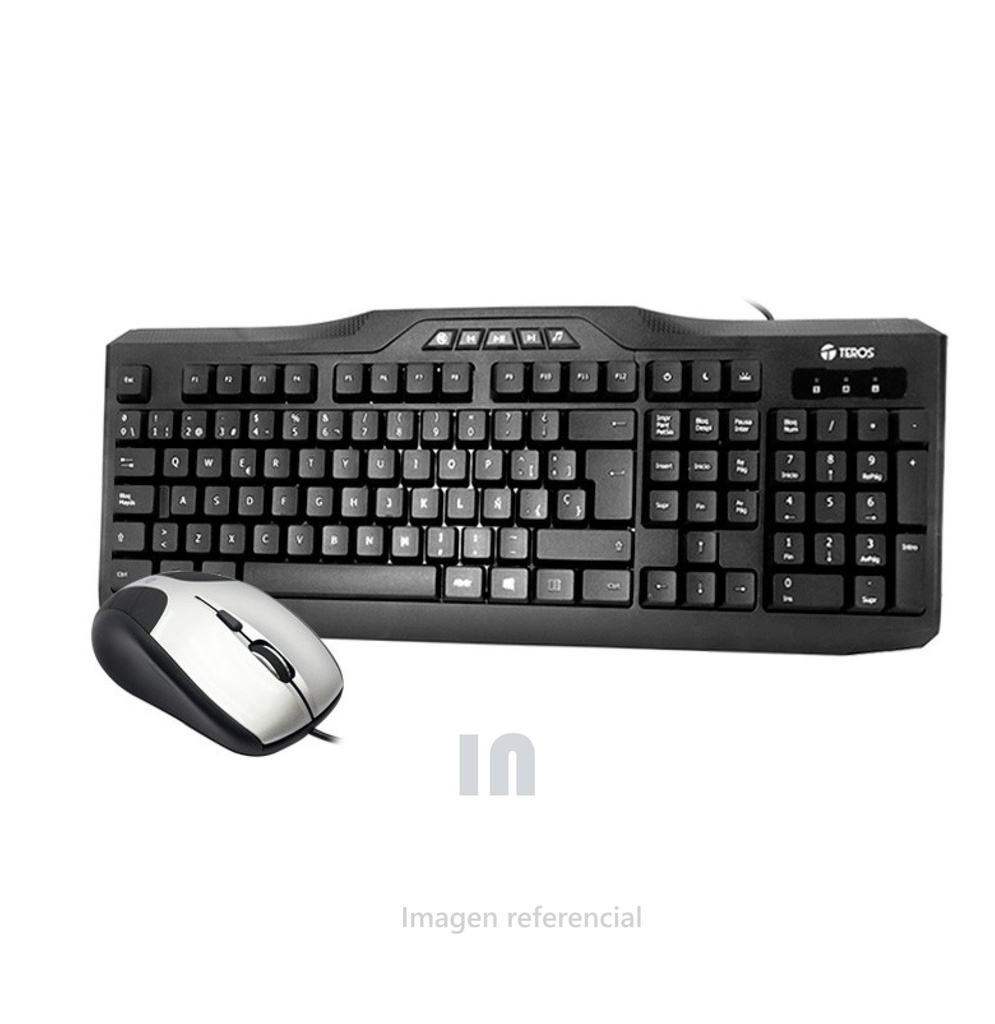 Combo Teros TE-KM13M28, Teclado USB Multimedia, Mouse Optico Usb