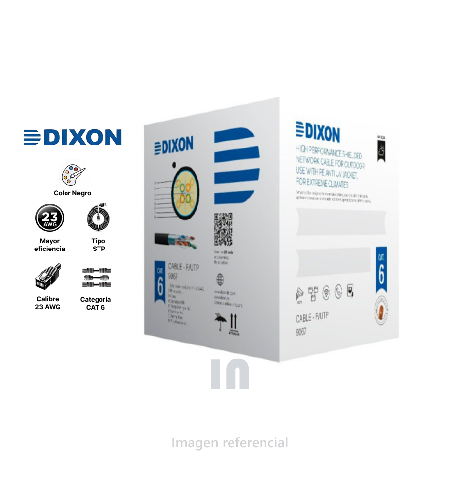 CABLE DE RED DIXON 9067 CABLE STP CAT 6 4P X 23 AWG EXTERIORES, NEGRO.