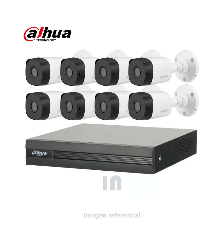Kit de 8 Cámaras Dahua KIT-XVR8C8CH-1TB-I – Full HD, 8 Canales, Disco 1TB, Accesorios Incluidos