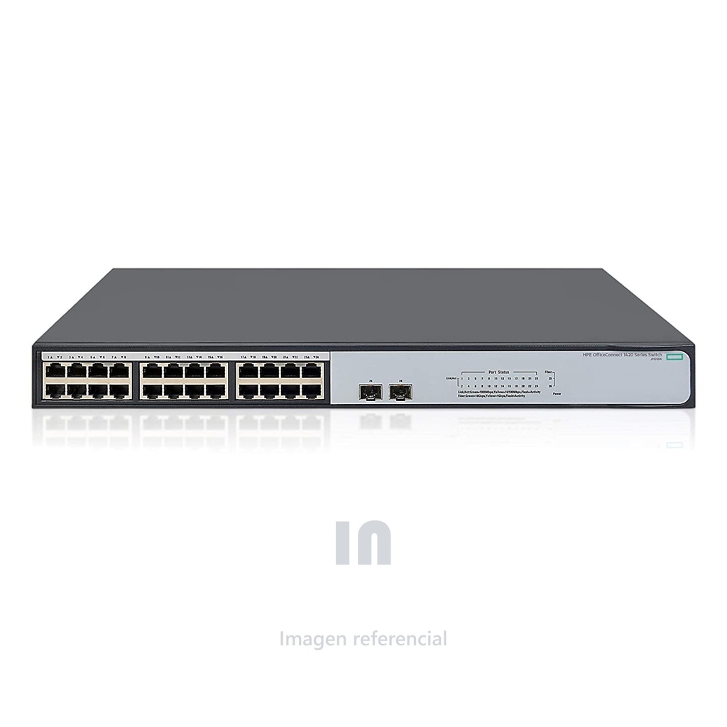 Switch HP 1420-24G-2SFP, JH017A, 24 puertos RJ-45 LAN GbE, 2 puertos SFP 100/1000.