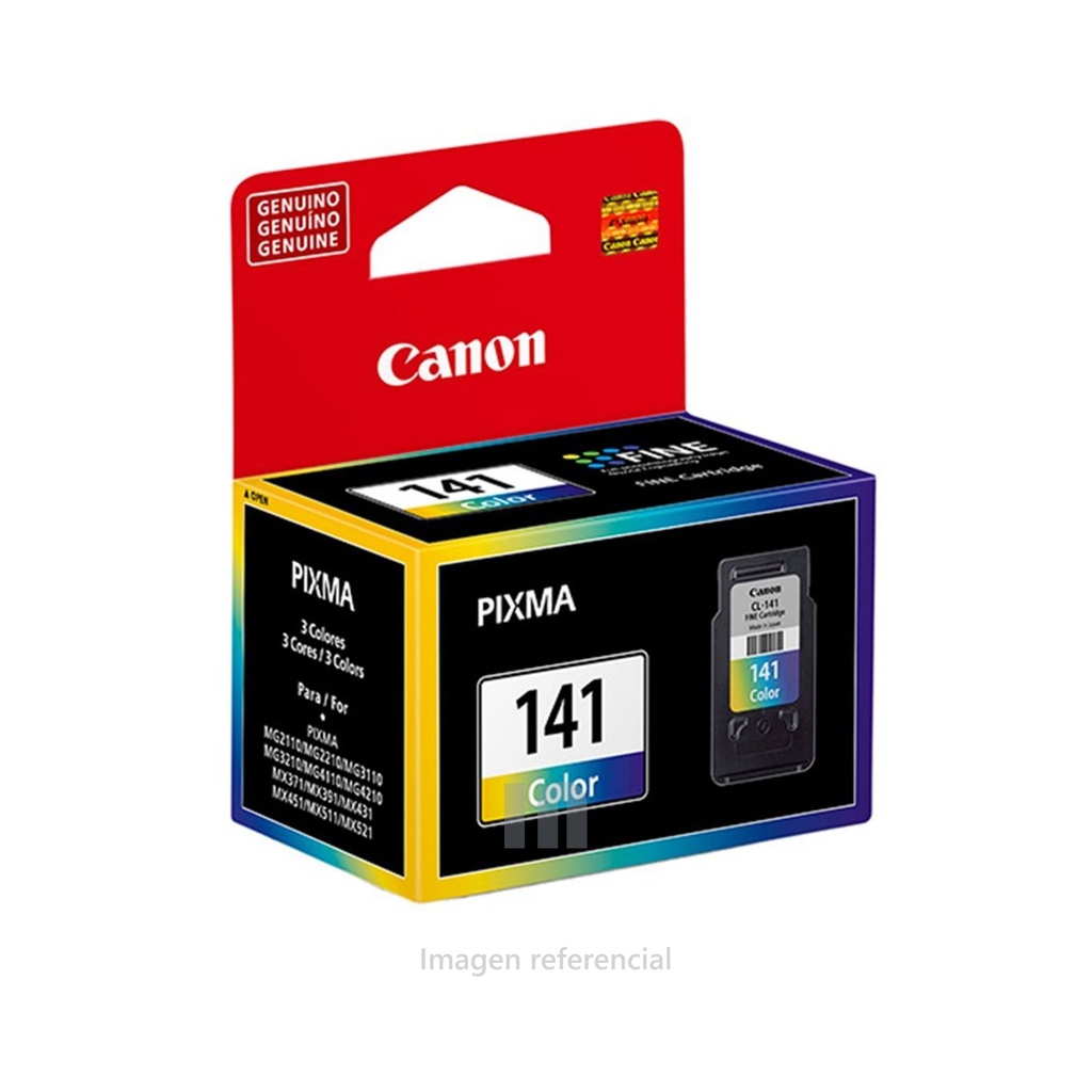 Cartucho de tinta Canon CL-141, negro, 8 ml. Compatible con Pixma MG4110 / MG4210 / MG3110 / MG3210 / MG2110 / MG2210. Presentación en caja.