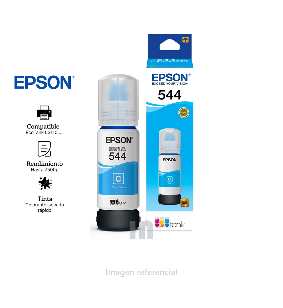 Botella de Tinta Epson 544 Cyan T544220-AL - 65 ml.