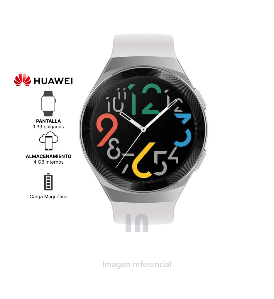 Smartwatch Huawei Watch, Pantalla AMOLED HD 1.39", 4GB, Bluetooth 5.1, Acero Inoxidable Blanco