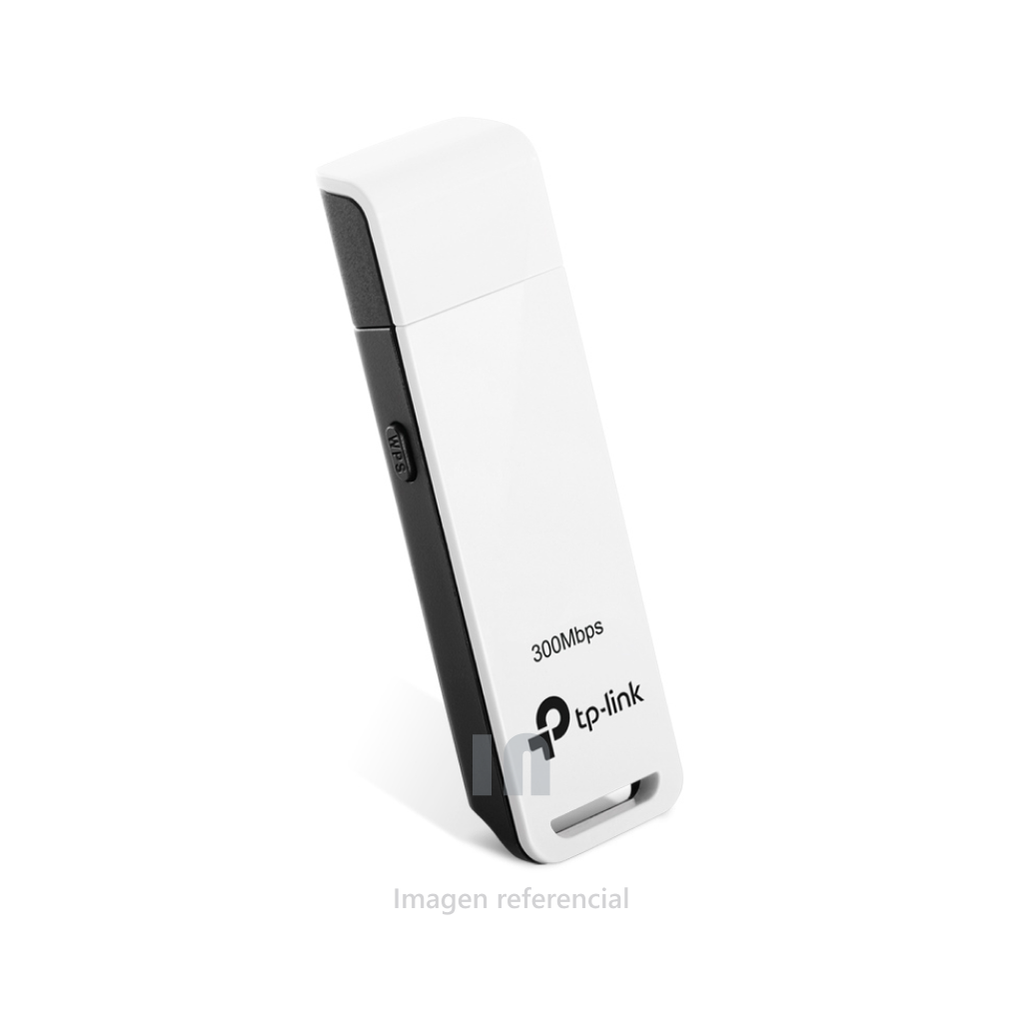 Adaptador USB Wireless TP-Link WN821N, 2.4GHz, 802.11 b/g/n, 300Mbps. Seguridad 64/128 bit WEP, WPA-PSK/WPA2-PSK.  