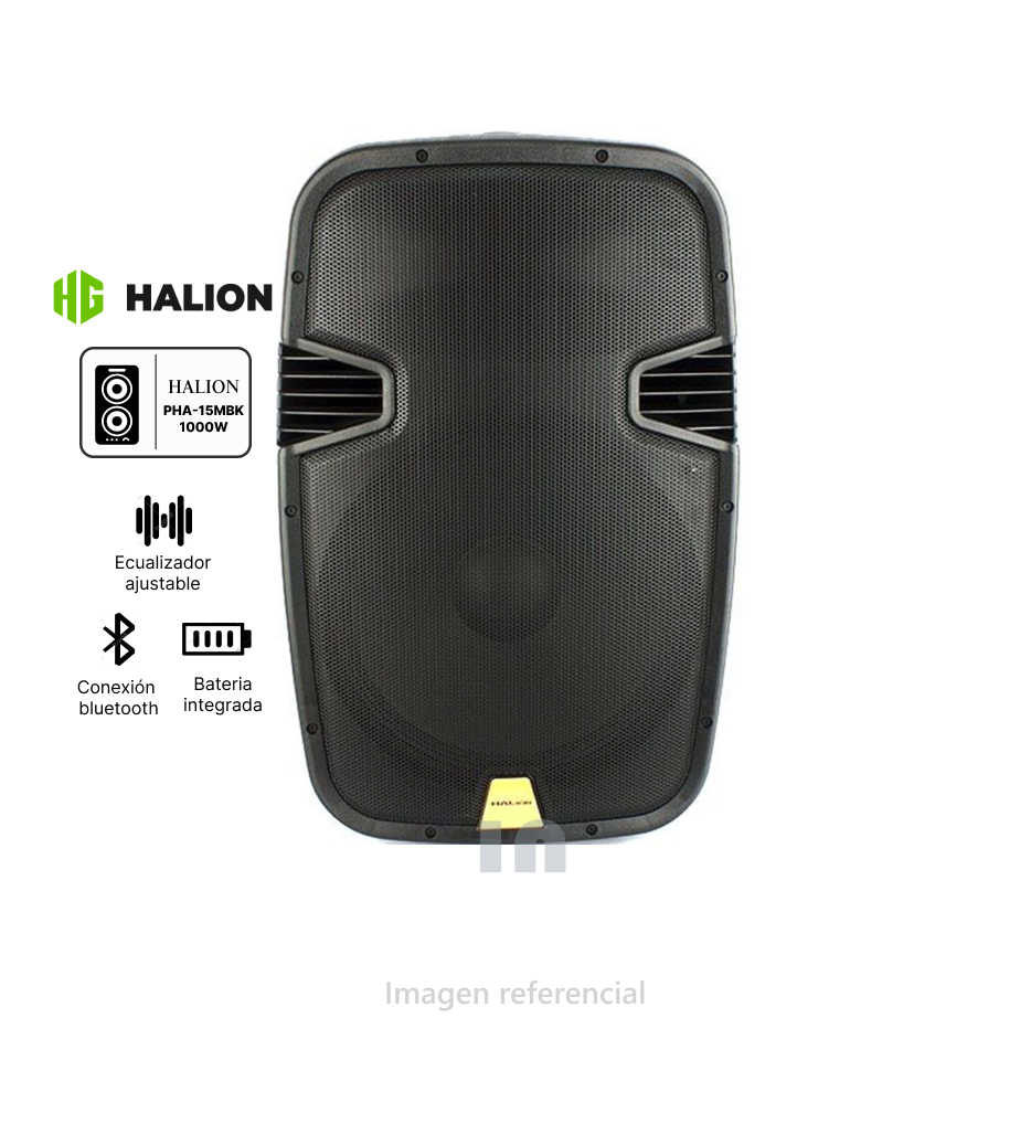 PARLANTE ACTIVO 15 PHA-15MBK 15" CON BATERIA HALION 1000w.