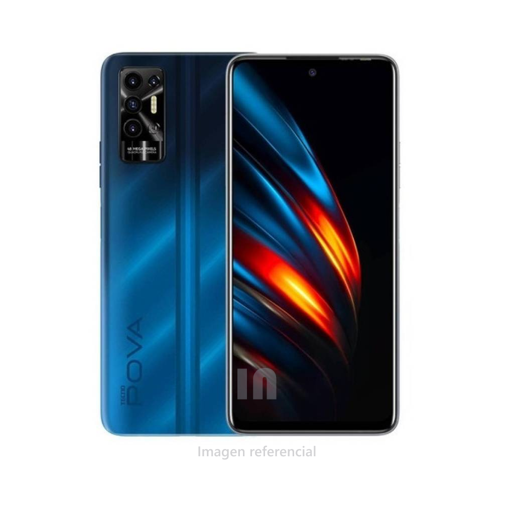 SMARTPHONE POVA 2 TECNO, PANTALLA DE 6.9 PULG,MEDIA TEK HELIO G85 (12NM), CAMARA POSTERIOR 48MP, 2MP, 2MP, 2MP, FRONTAL 8MP, MEMORIA RAM DE 6GB, ROM DE 128GB, BATERIA DE 7000 mAh, BLUE.
