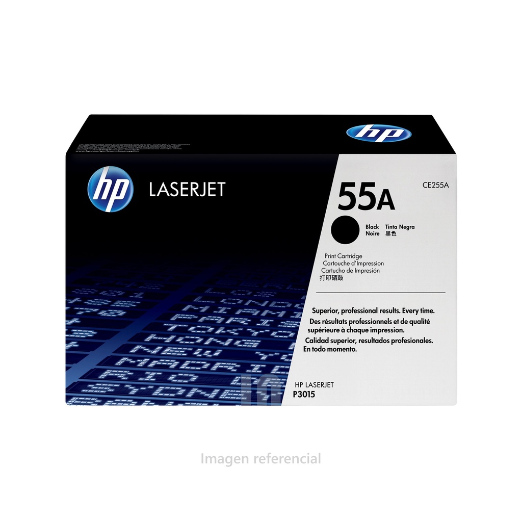 Tóner HP LaserJet CE255A, Cartucho Negro para Impresora HP P3015, Rendimiento 6,000 Páginas